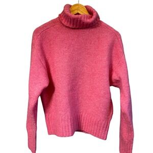 Velvet Heart Pink Turtleneck Sweater Womens FITS S Quiet Luxury Office Fuzzy